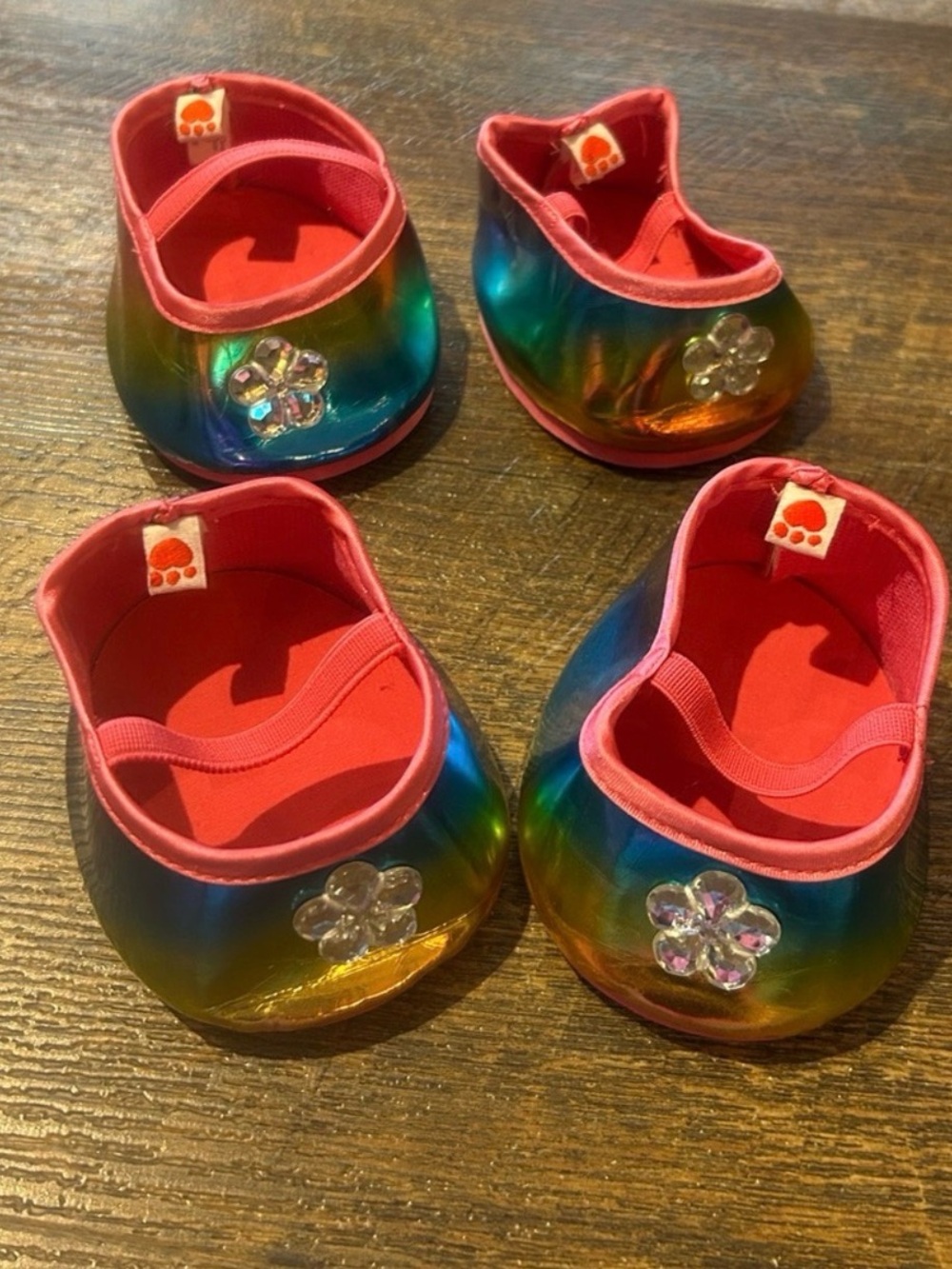 Build-A-Bear Rainbow Mary Jane Dolls Shoes with Pink Trim